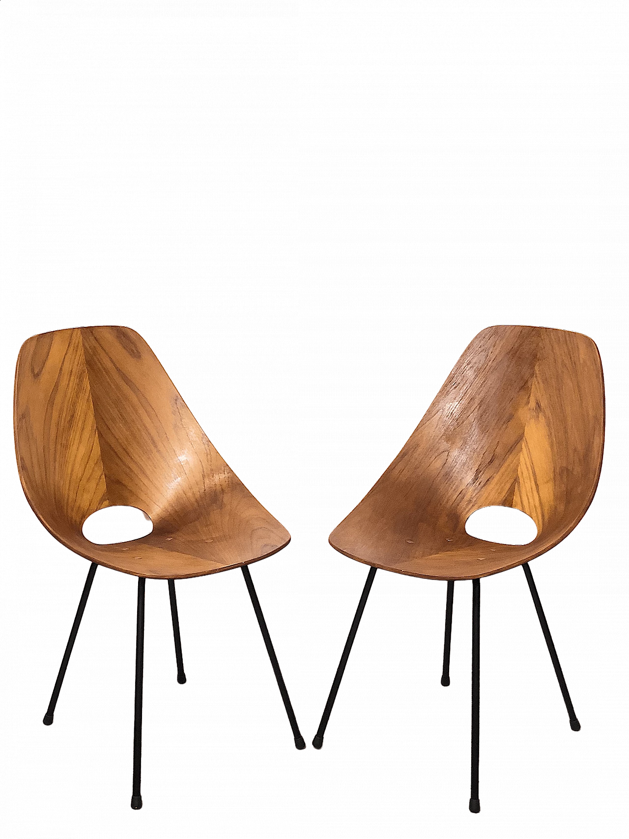 Pair of curved plywood chairs by Vittorio Nobili, 1950s 16