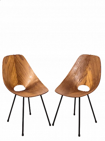 Pair of curved plywood chairs by Vittorio Nobili, 1950s