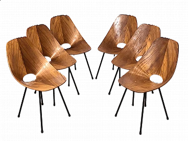 6 Bent plywood chairs by Vittorio Nobili, 1950s