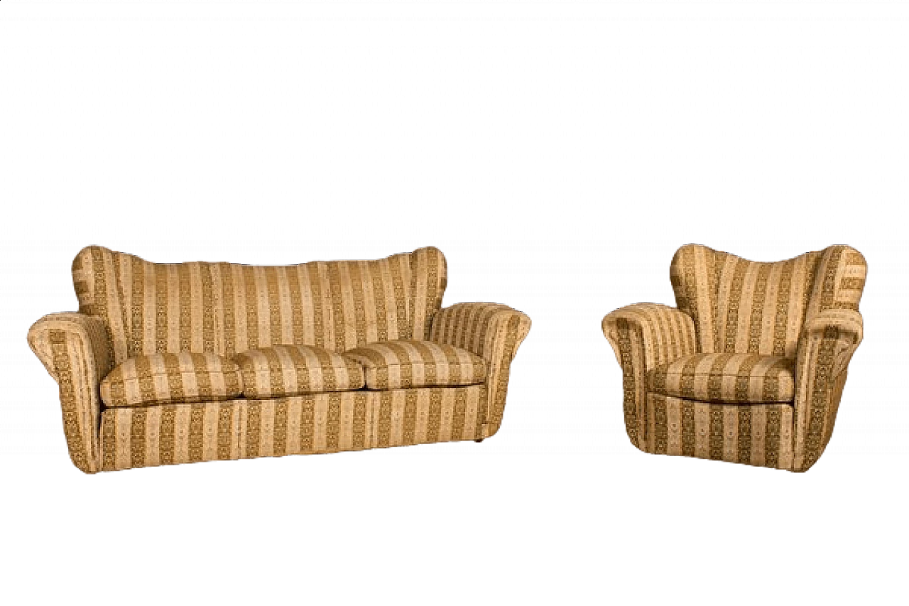 Three seater sofa and armchair, 1950s 16