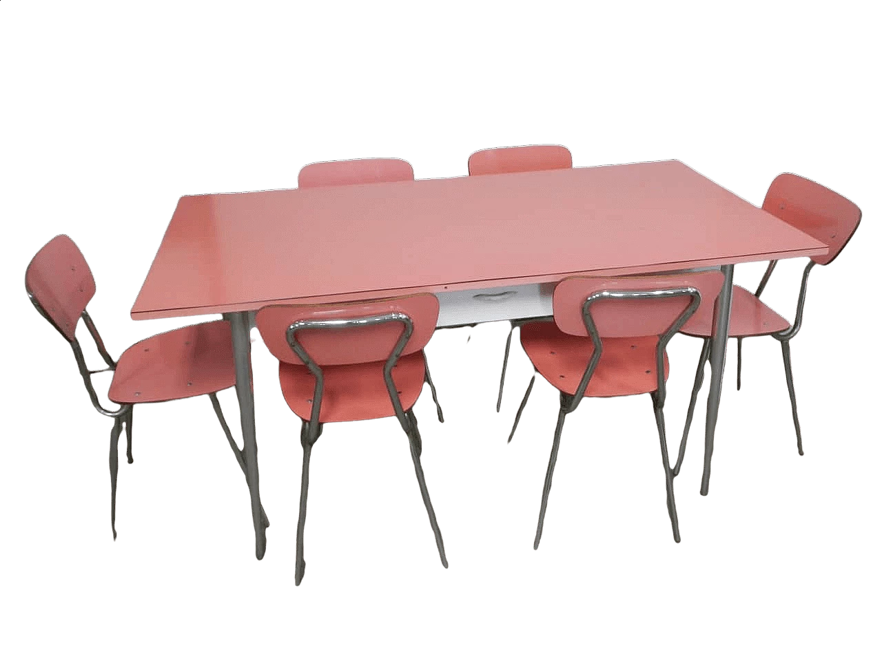 Tavolo con 6 sedie in formica, anni '70 14