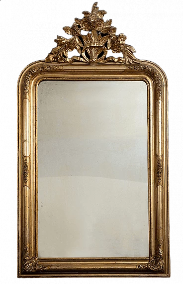 Gilded and carved wooden mirror, 19th century