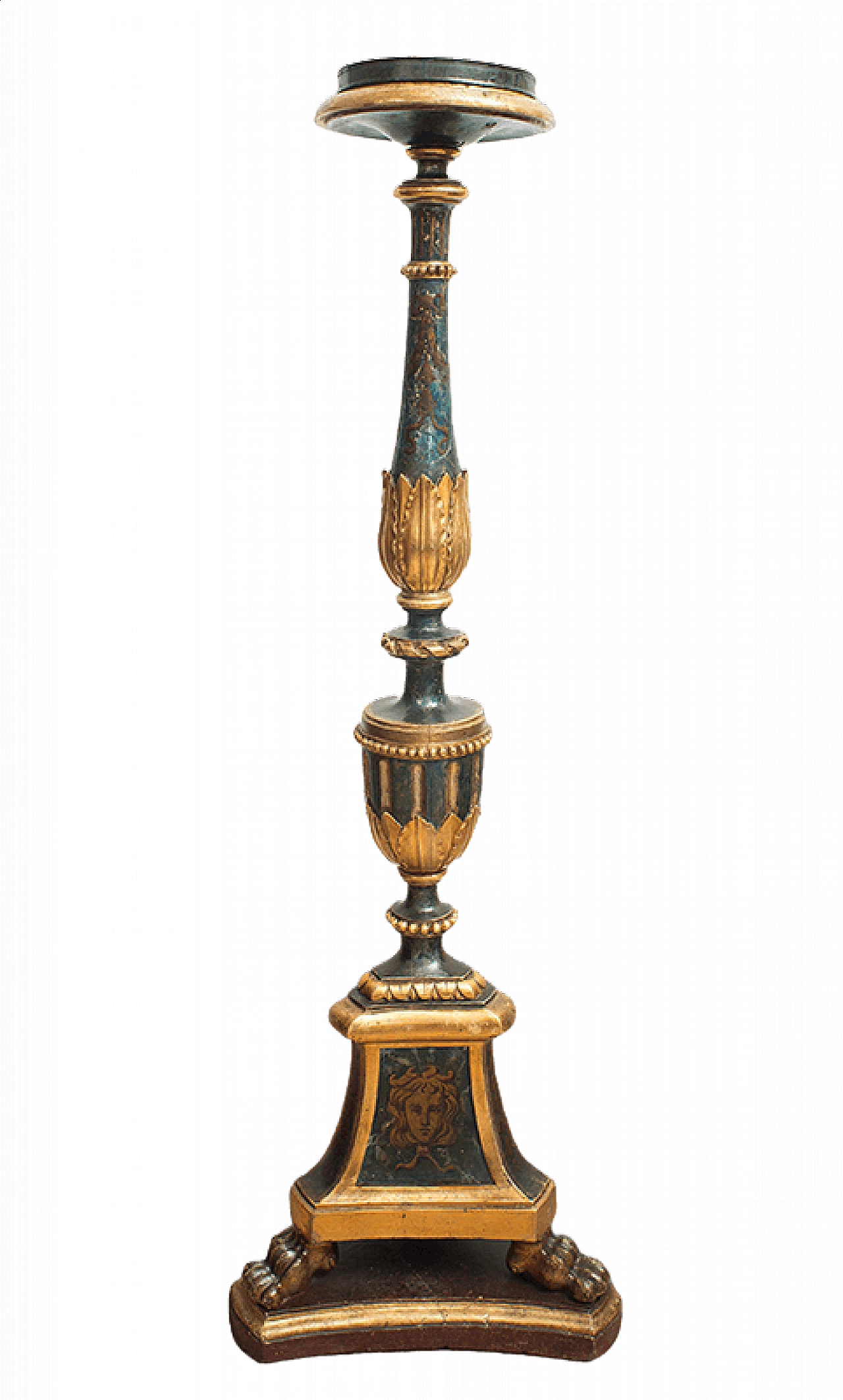Lacquered and gilded wooden torch, 19th century 6