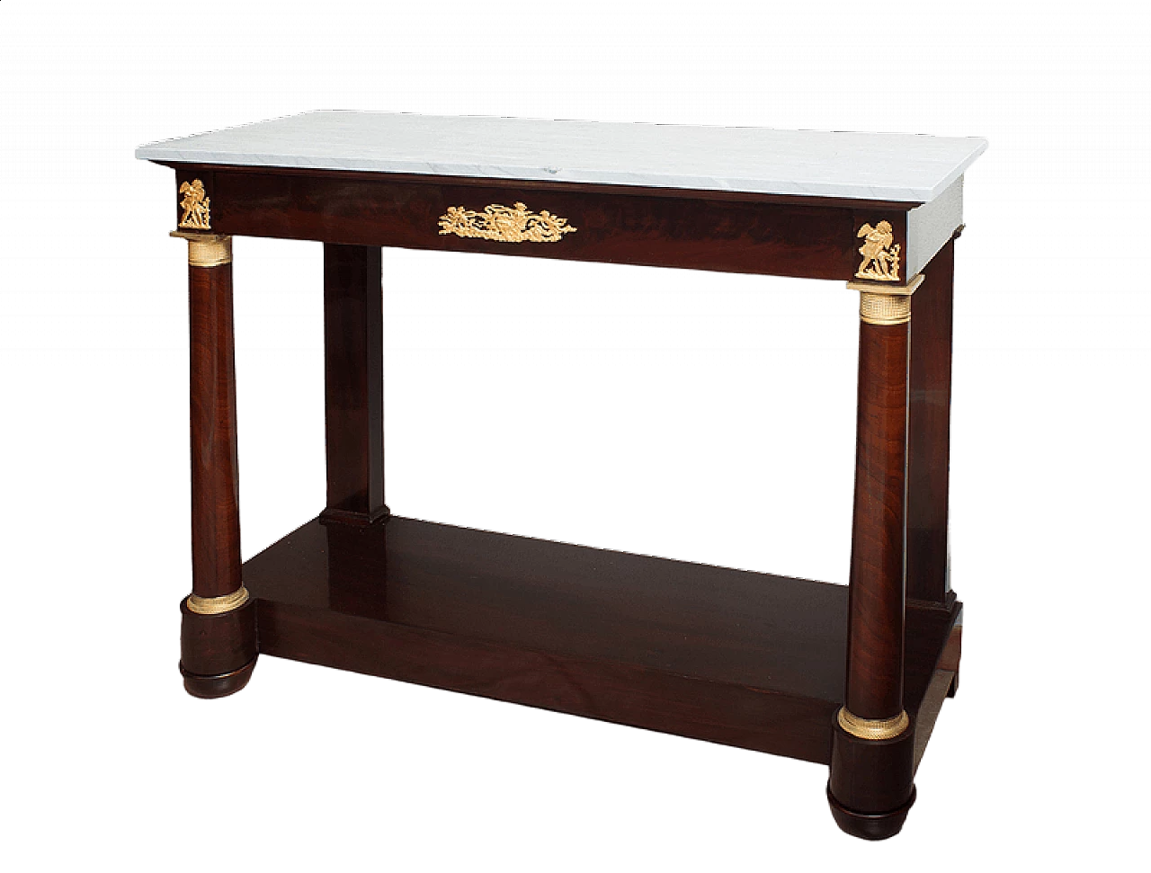 Consolle in stile Impero con piano in marmo grigio bardiglio, '800 6