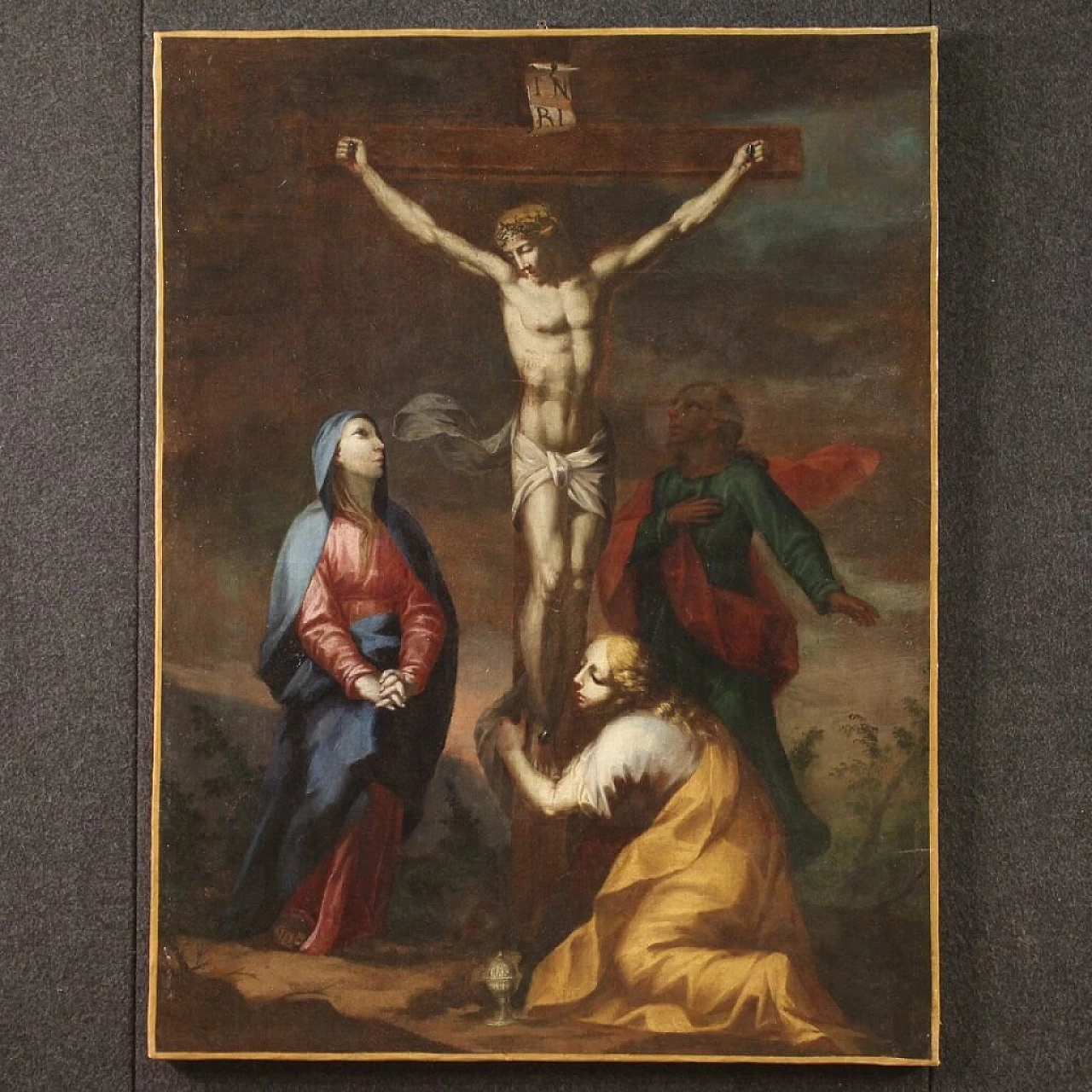 Oil on canvas depicting the crucifixion, 18th century 2