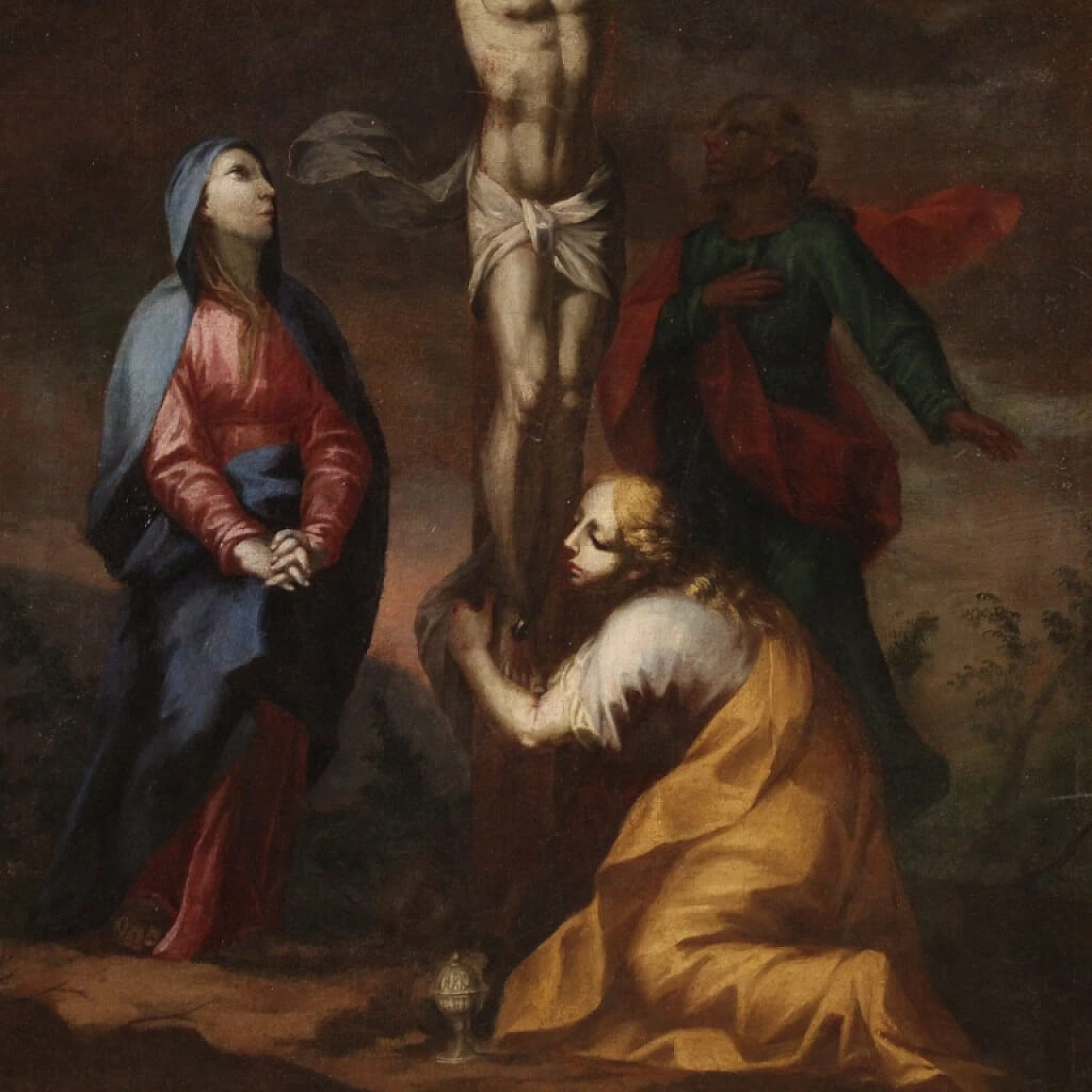 Oil on canvas depicting the crucifixion, 18th century 3