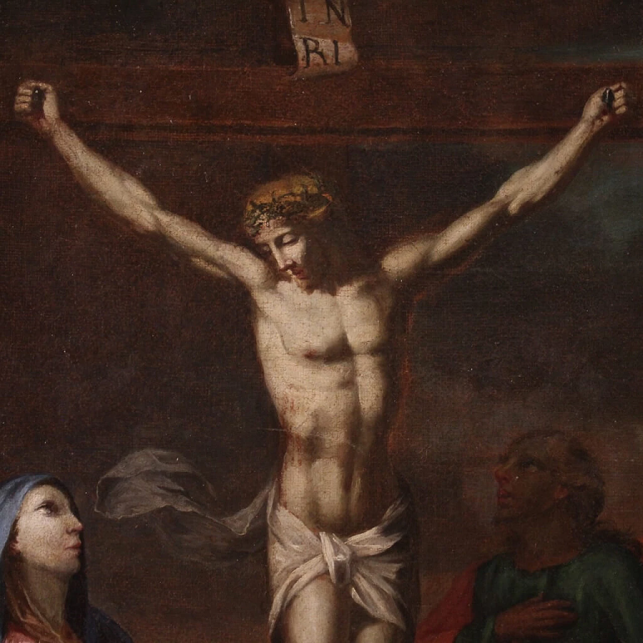 Oil on canvas depicting the crucifixion, 18th century 4