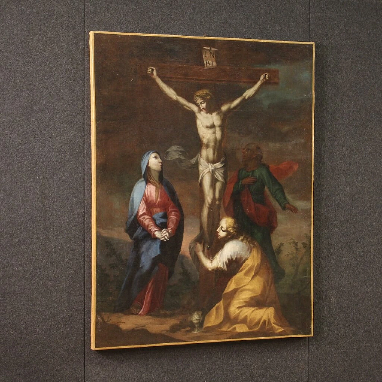 Oil on canvas depicting the crucifixion, 18th century 10