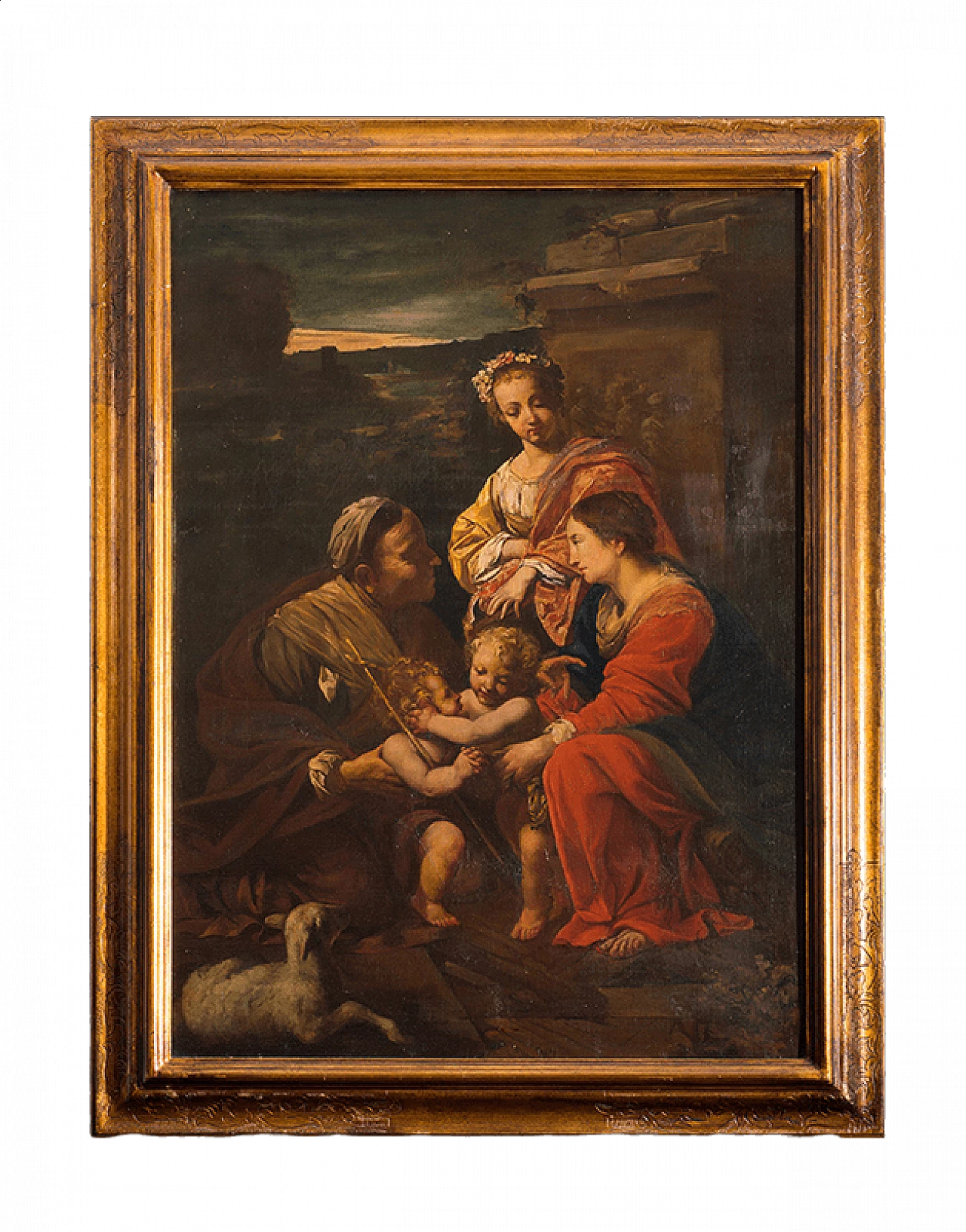 La Sacra Famiglia, dipinto olio su tela con cornice, '800 5