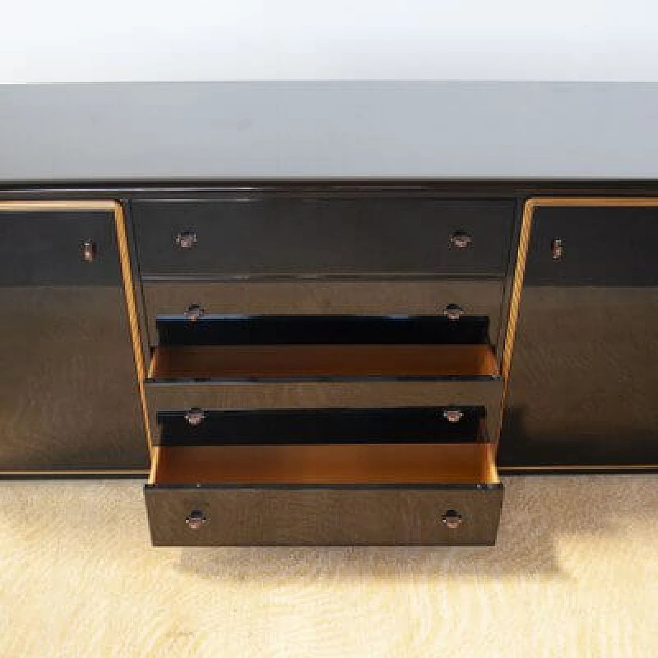Credenza laccata nera di Pierre Cardin, anni '70 2