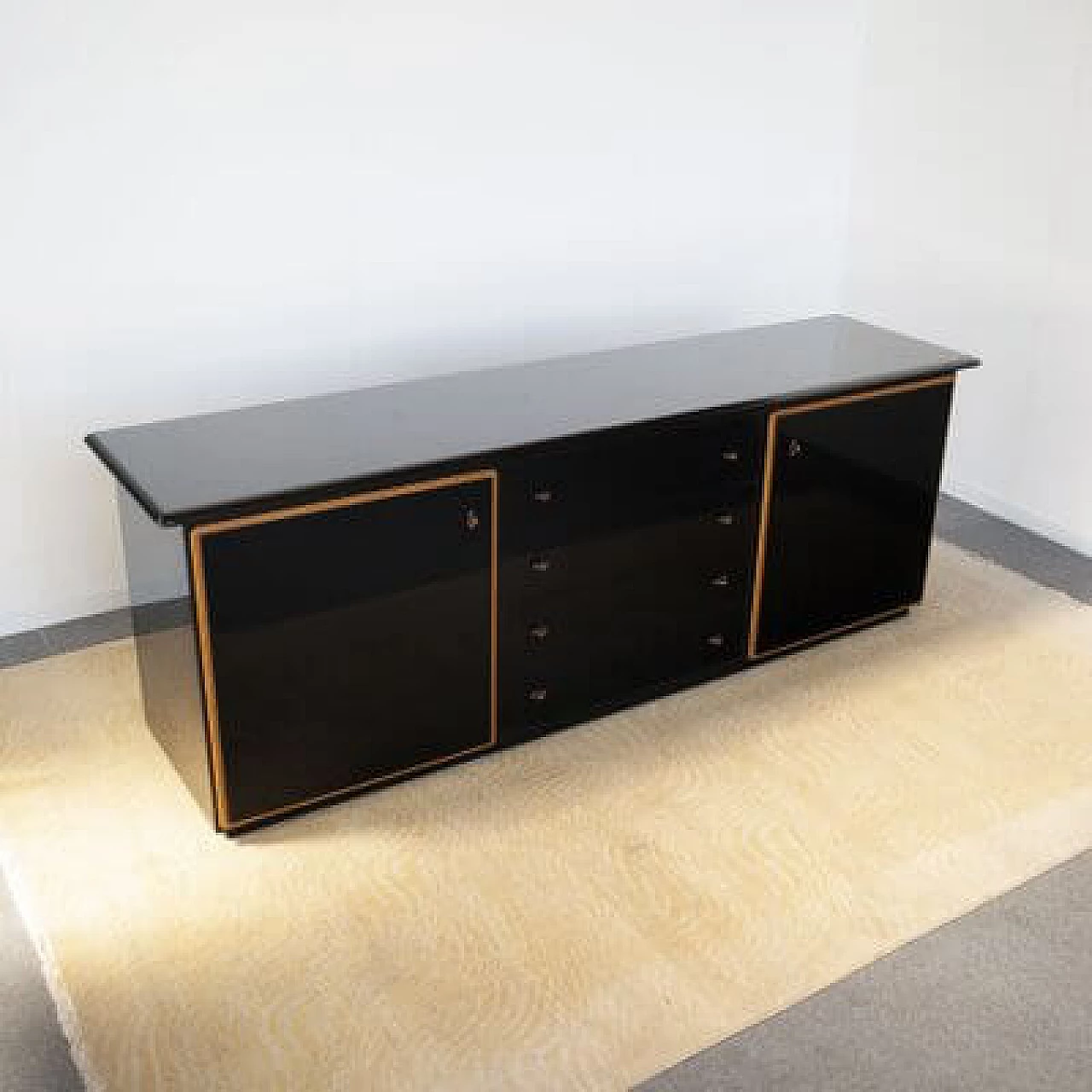Credenza laccata nera di Pierre Cardin, anni '70 7