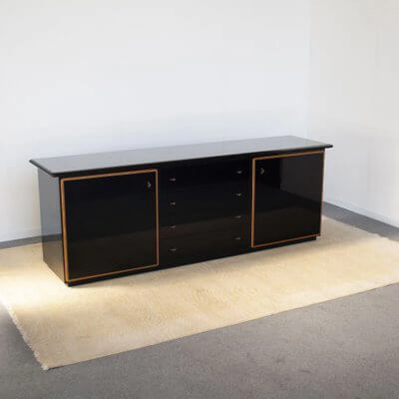 Credenza laccata nera di Pierre Cardin, anni '70 10