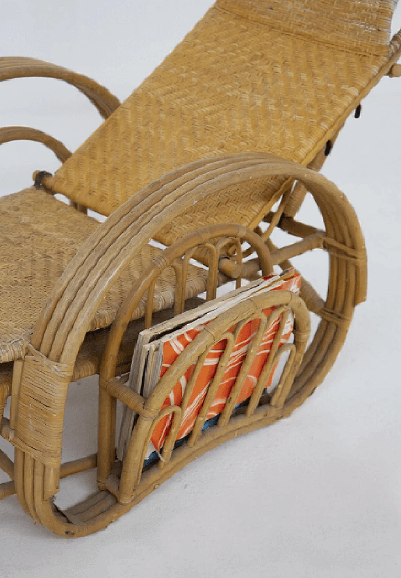 Rattan and bamboo rocking armchair, 1950s 2