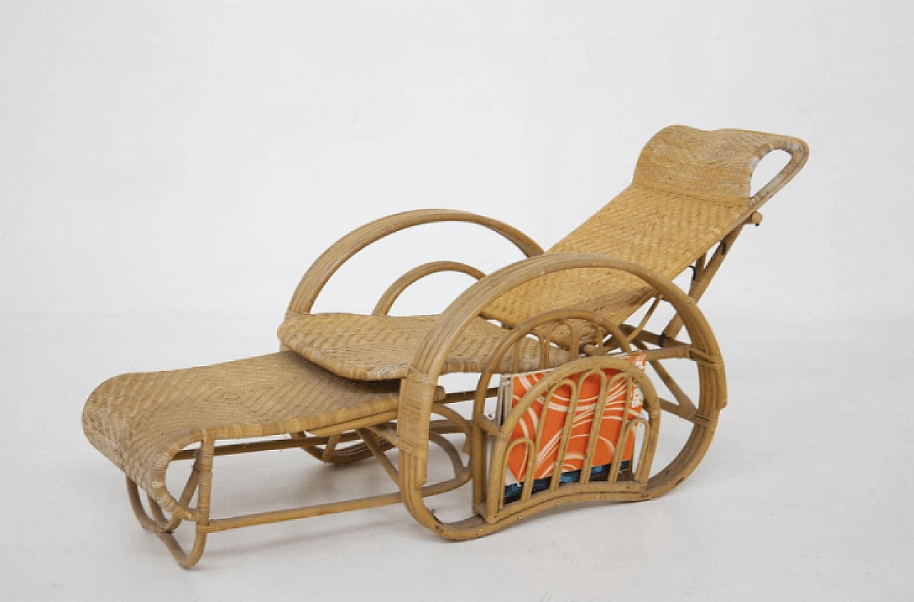 Rattan and bamboo rocking armchair, 1950s 4