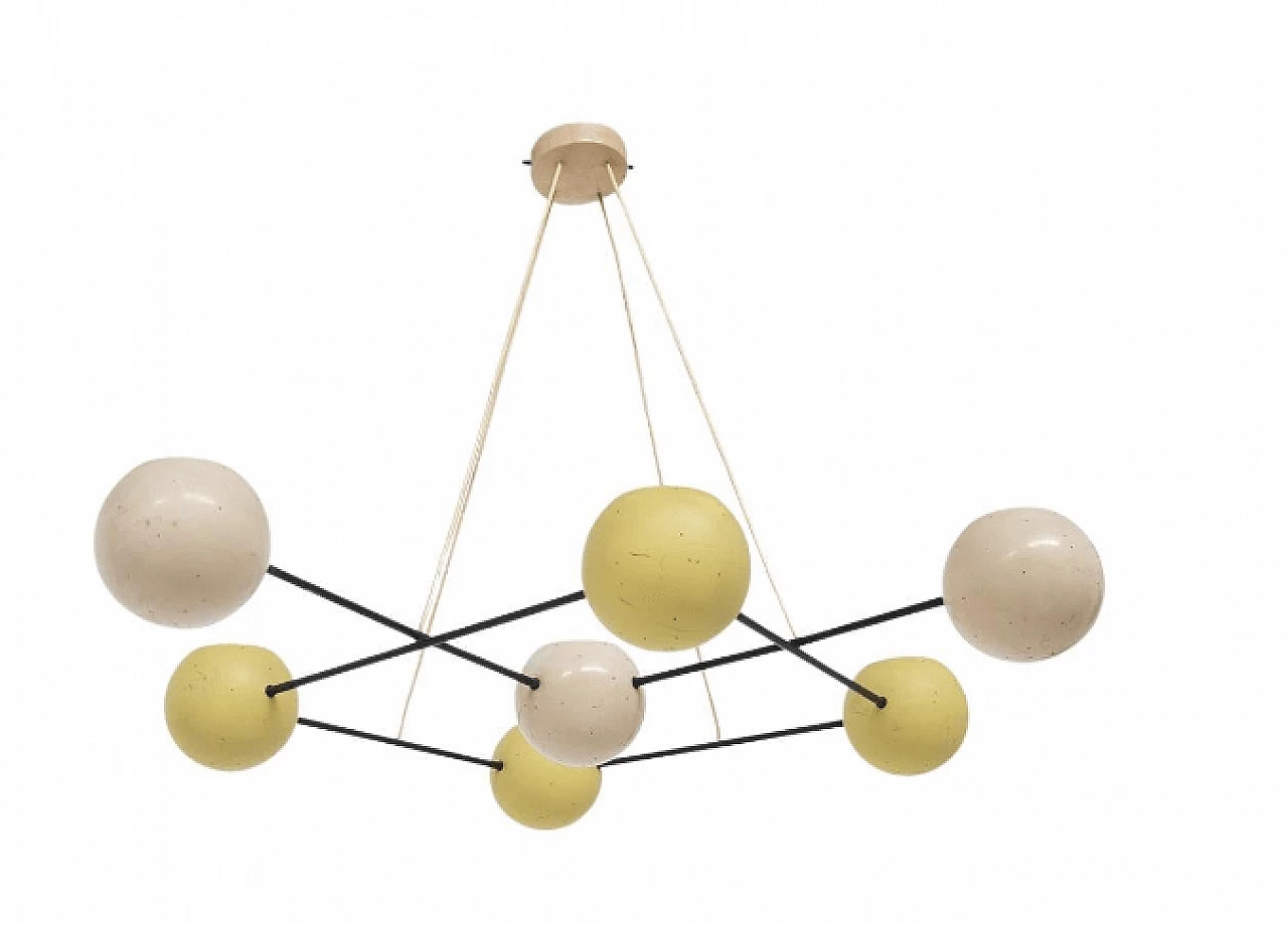 Aluminum ball chandelier by Stilnovo, 1950s. 1