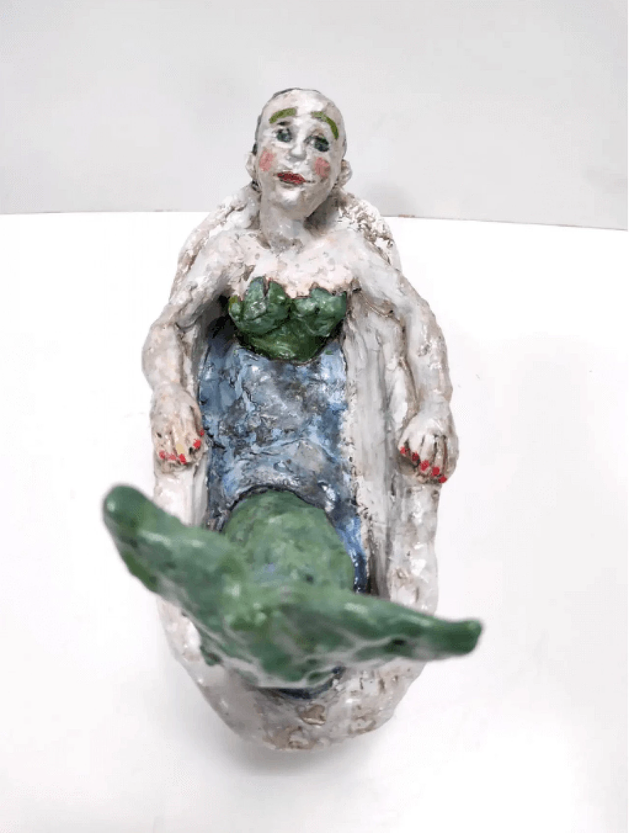 Sirena nella vasca da bagno, scultura in terracotta laccata, anni '80 8