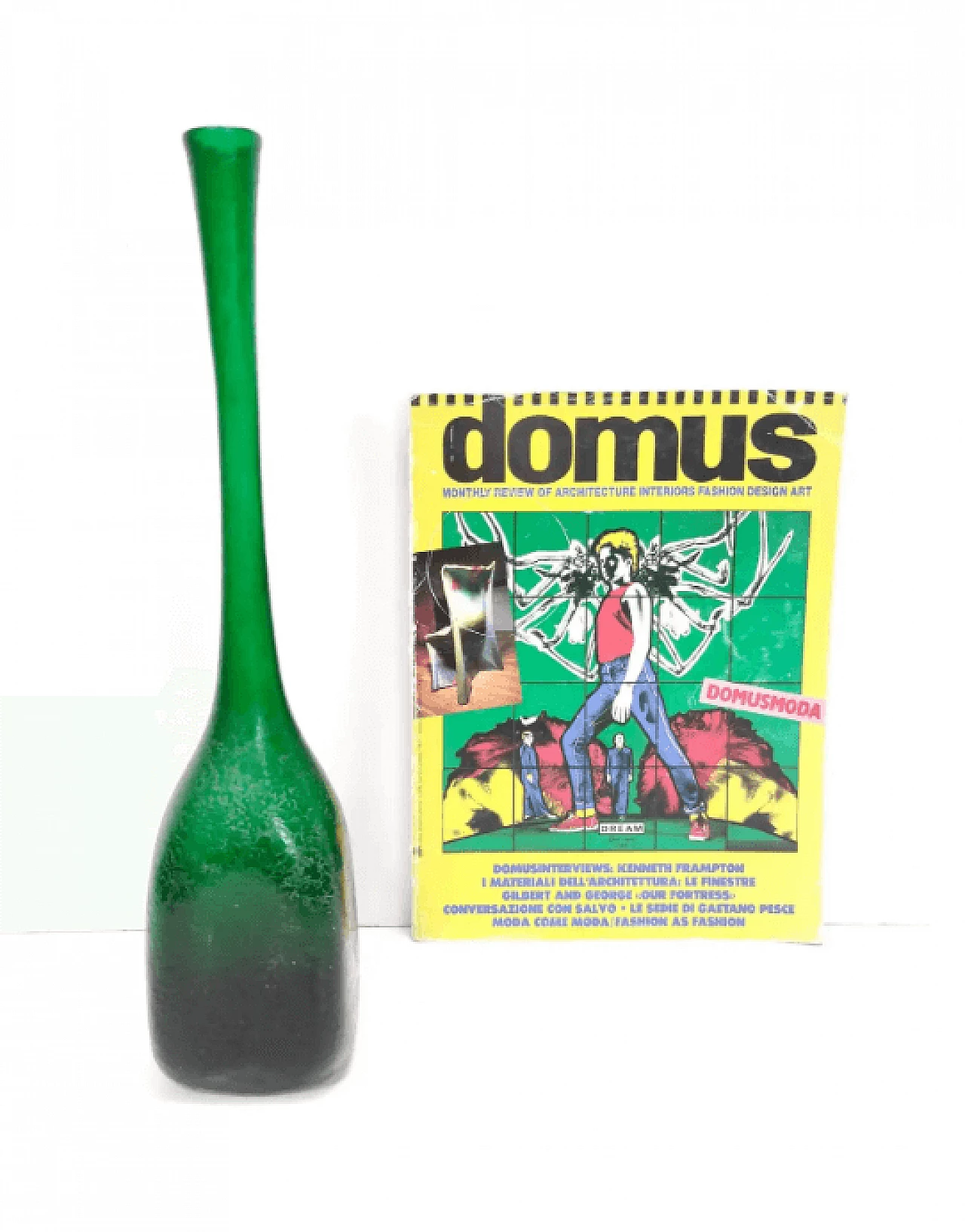 Vaso in vetro di Murano Corroso verde smeraldo di Seguso, anni '50 3
