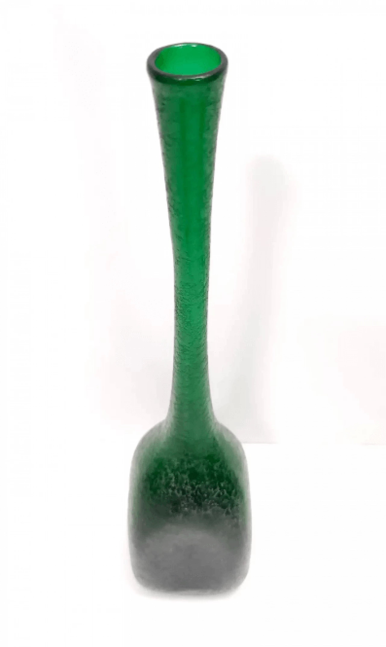 Vaso in vetro di Murano Corroso verde smeraldo di Seguso, anni '50 5