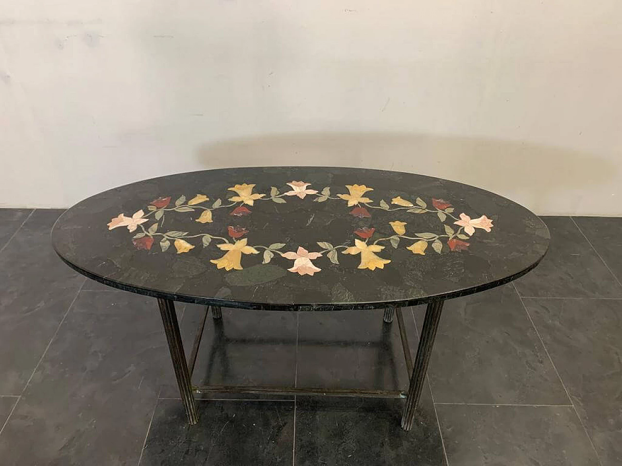 Table with inlaid green marble top, 1930s 1