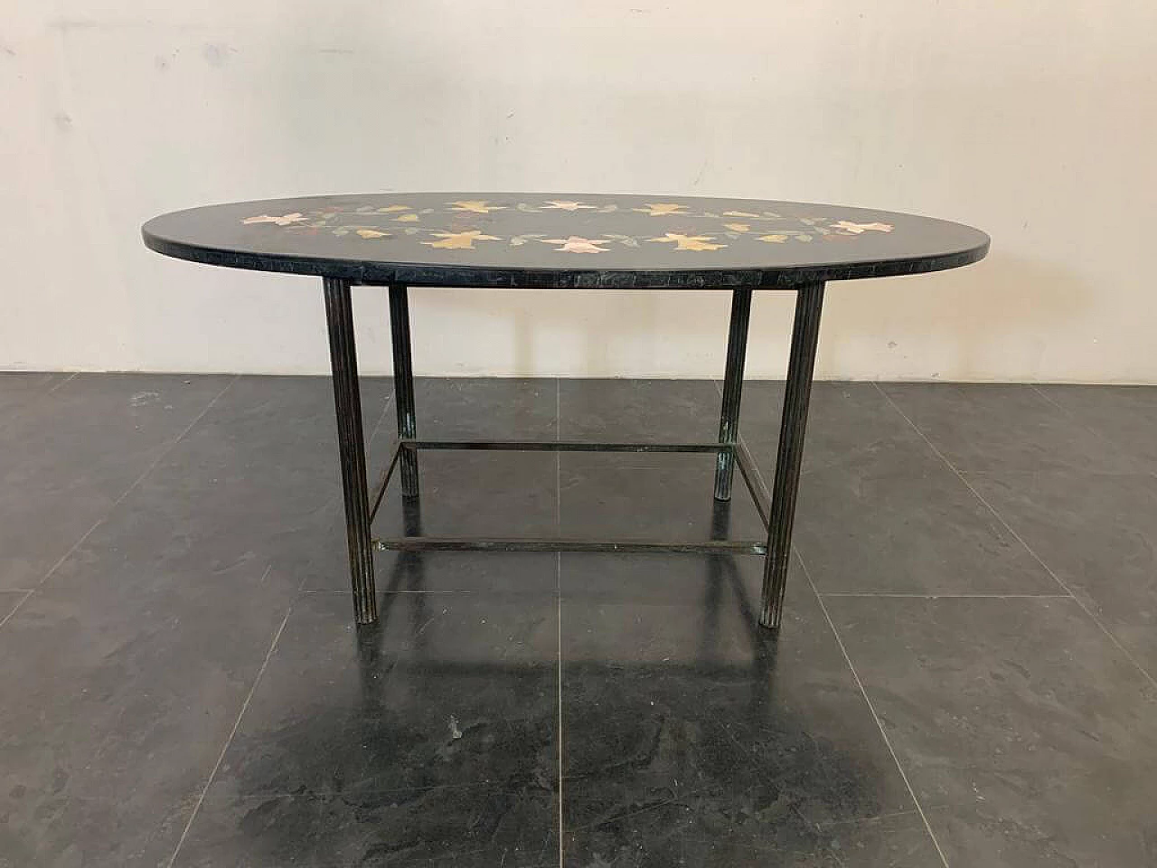 Table with inlaid green marble top, 1930s 3