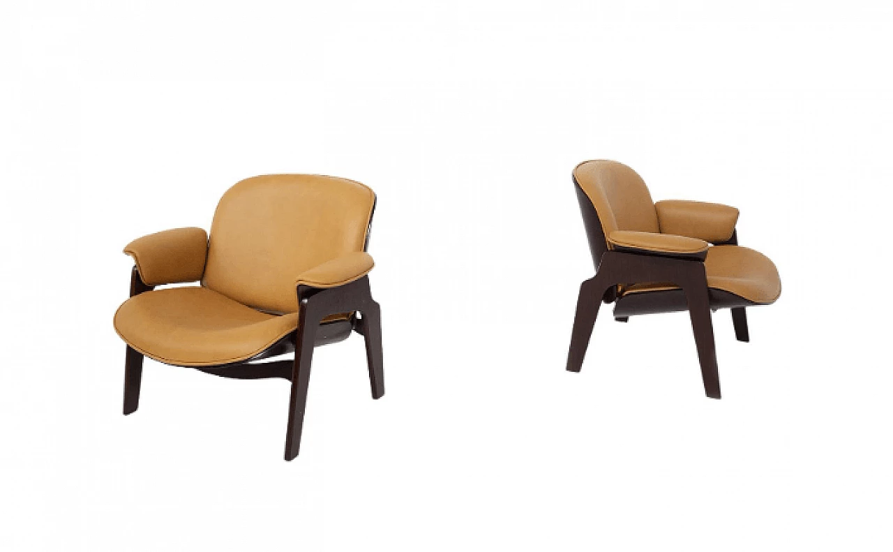 Pair of leatherette armchairs by Ico Parisi for MIM, 1950s. 1