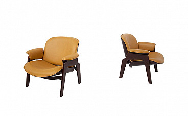 Pair of leatherette armchairs by Ico Parisi for MIM, 1950s.