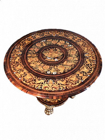 Center table inlaid in various woods, 19th century