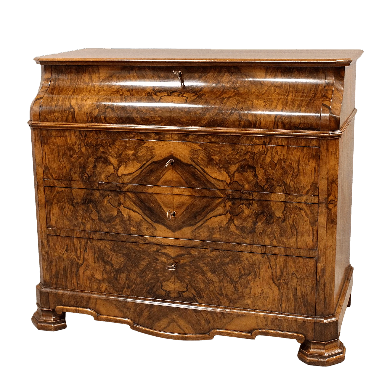 Walnut flap dresser, Louis Philippe style, 19th century 11