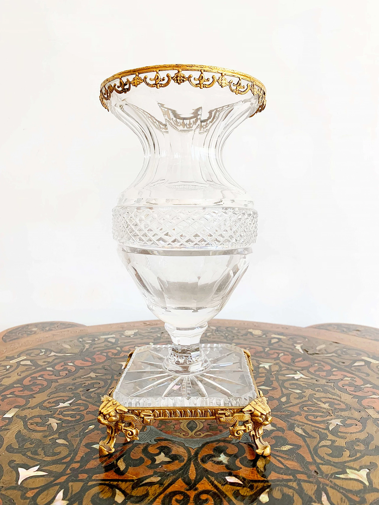 Crystal and gilded metal vase, 1980s 1