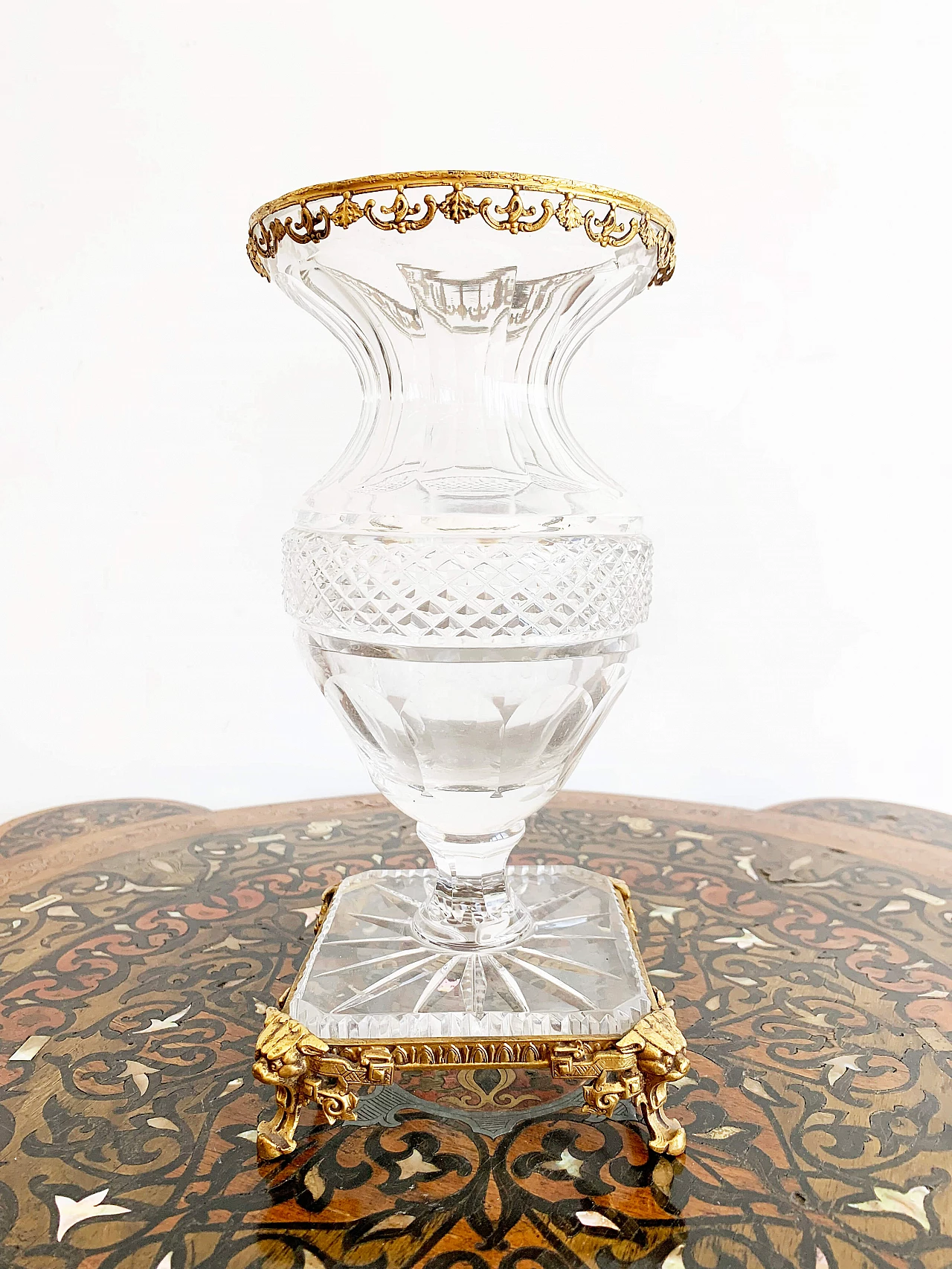 Crystal and gilded metal vase, 1980s 2