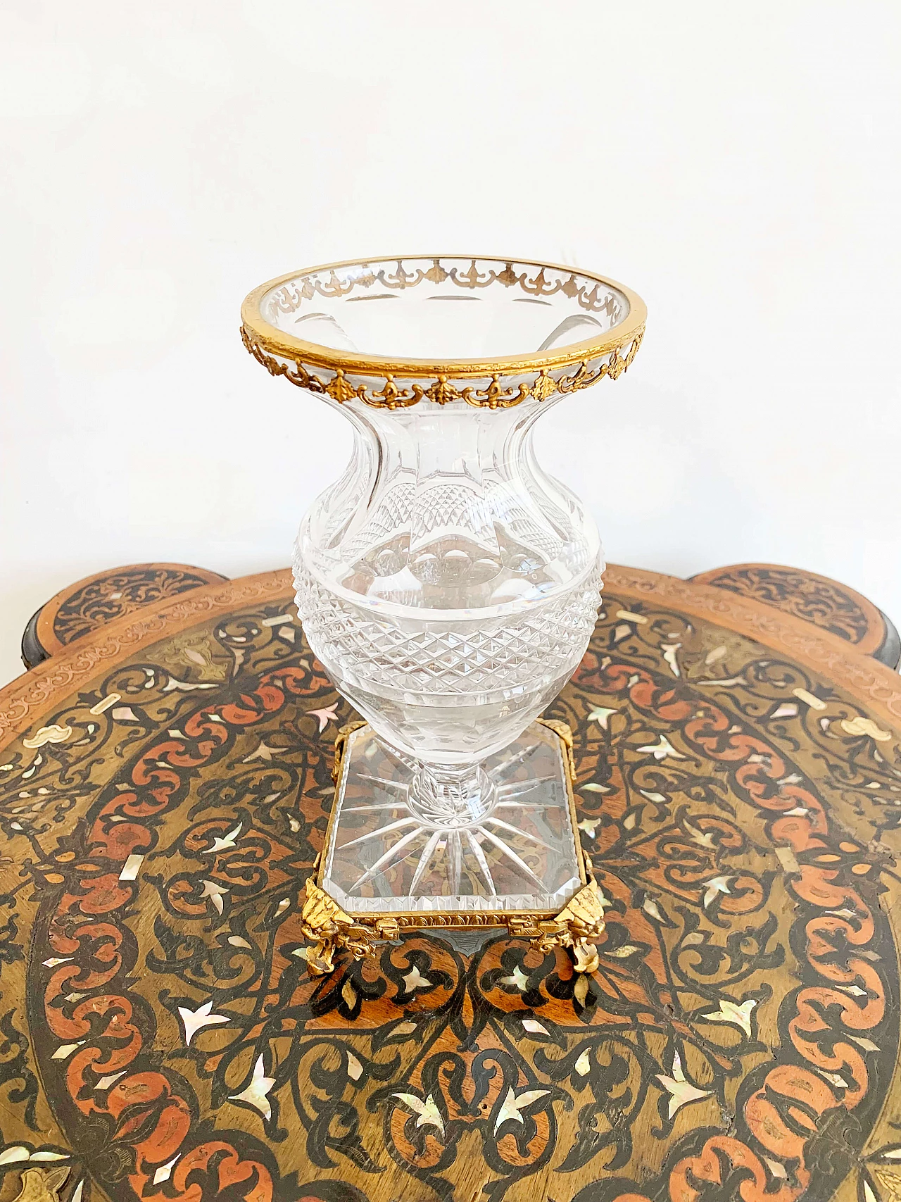 Crystal and gilded metal vase, 1980s 3
