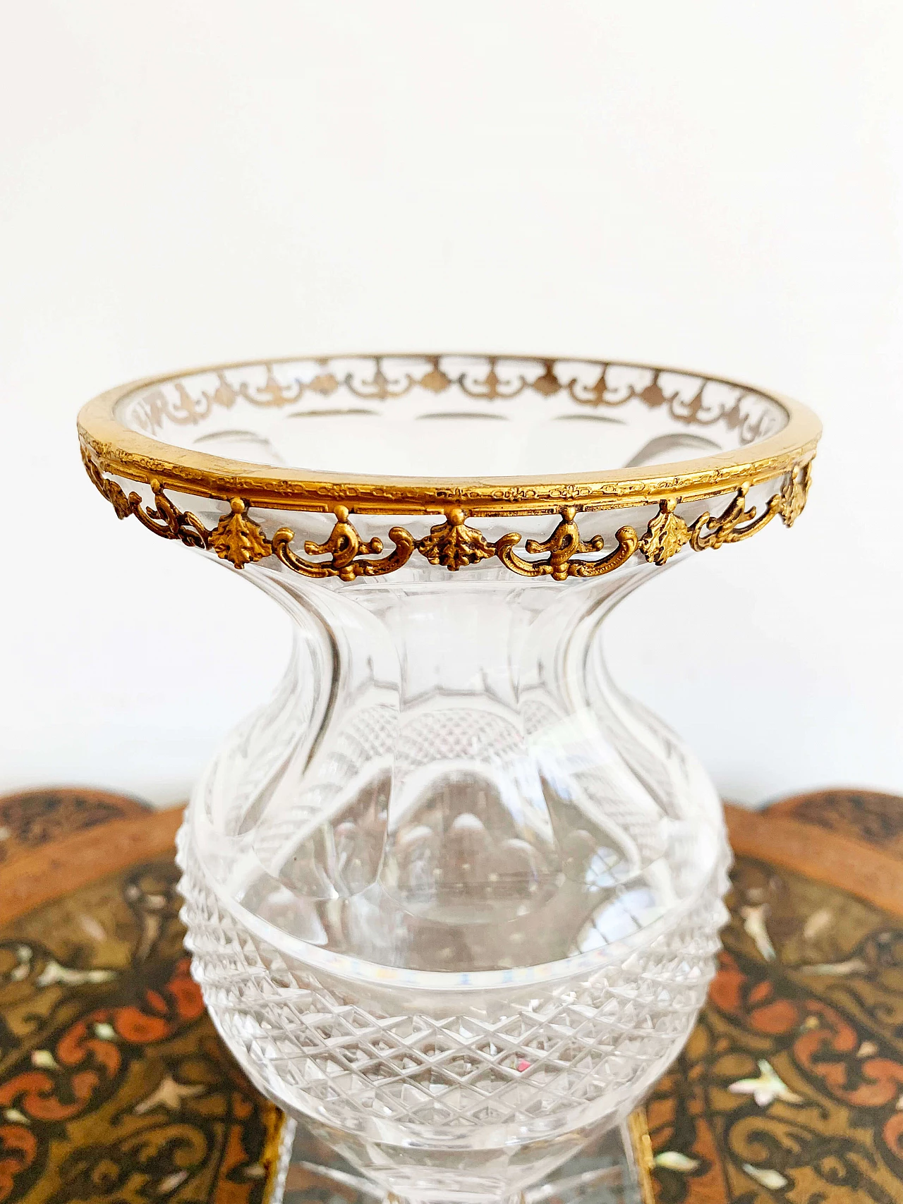 Crystal and gilded metal vase, 1980s 4