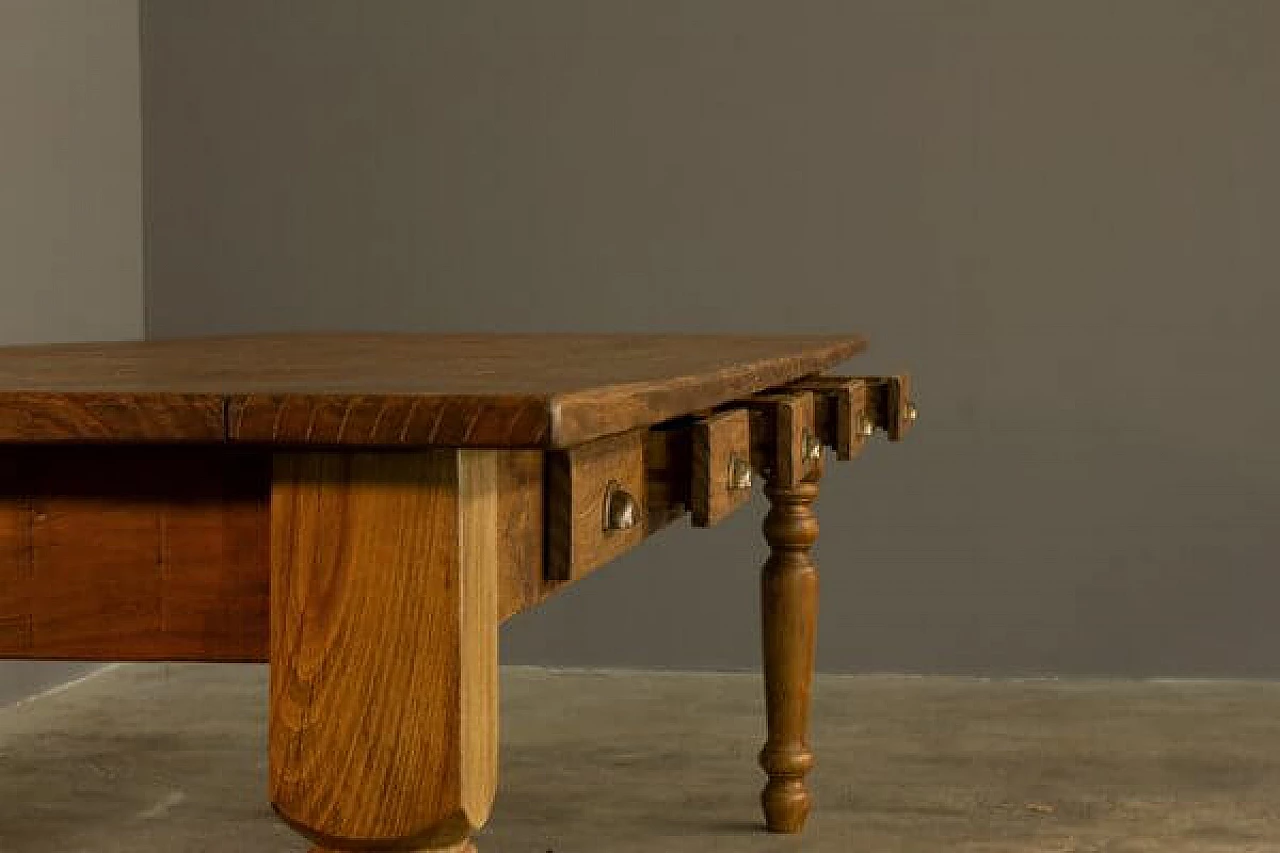 Handcrafted cedar table with 12 drawers, '2000 4