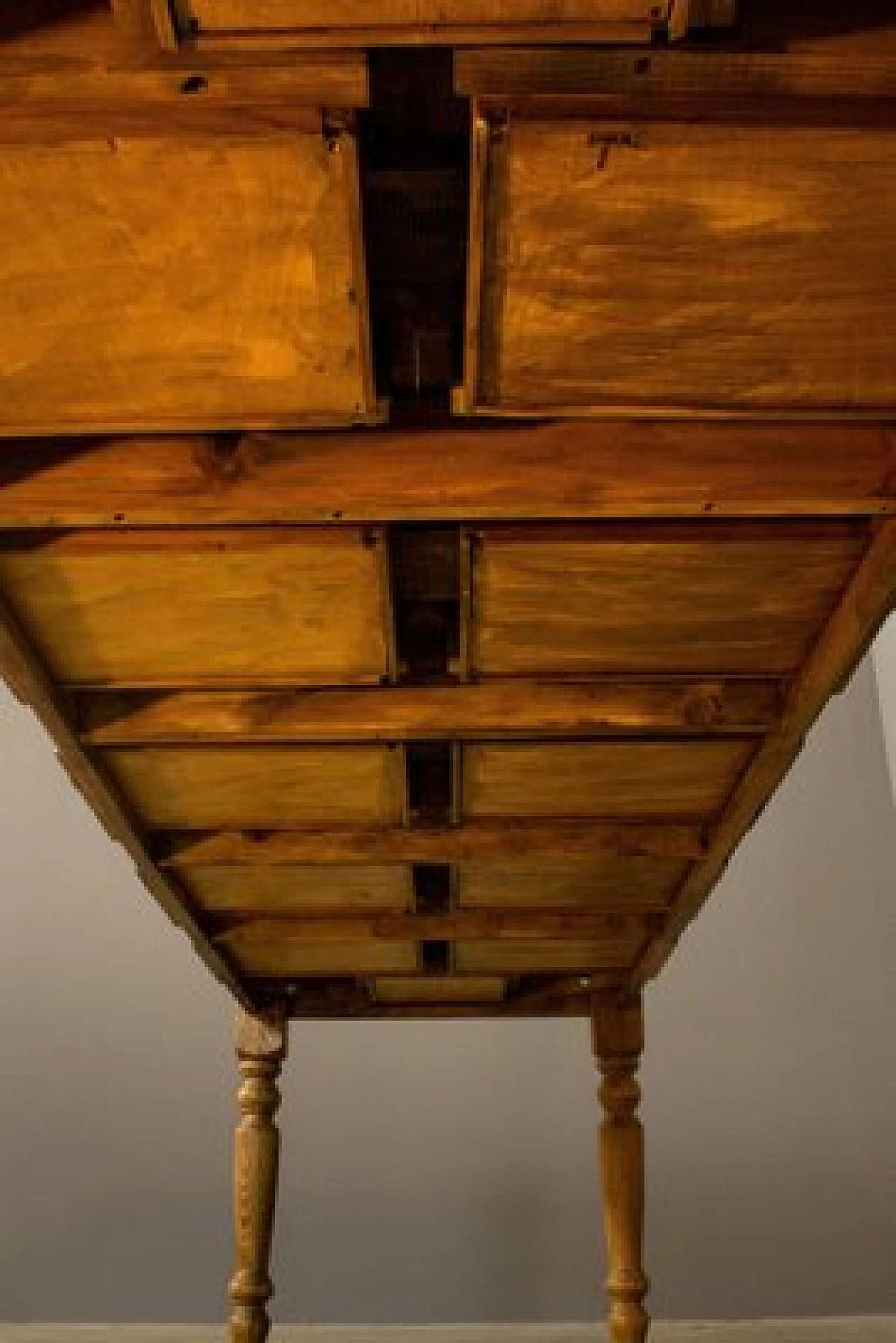 Handcrafted cedar table with 12 drawers, '2000 6