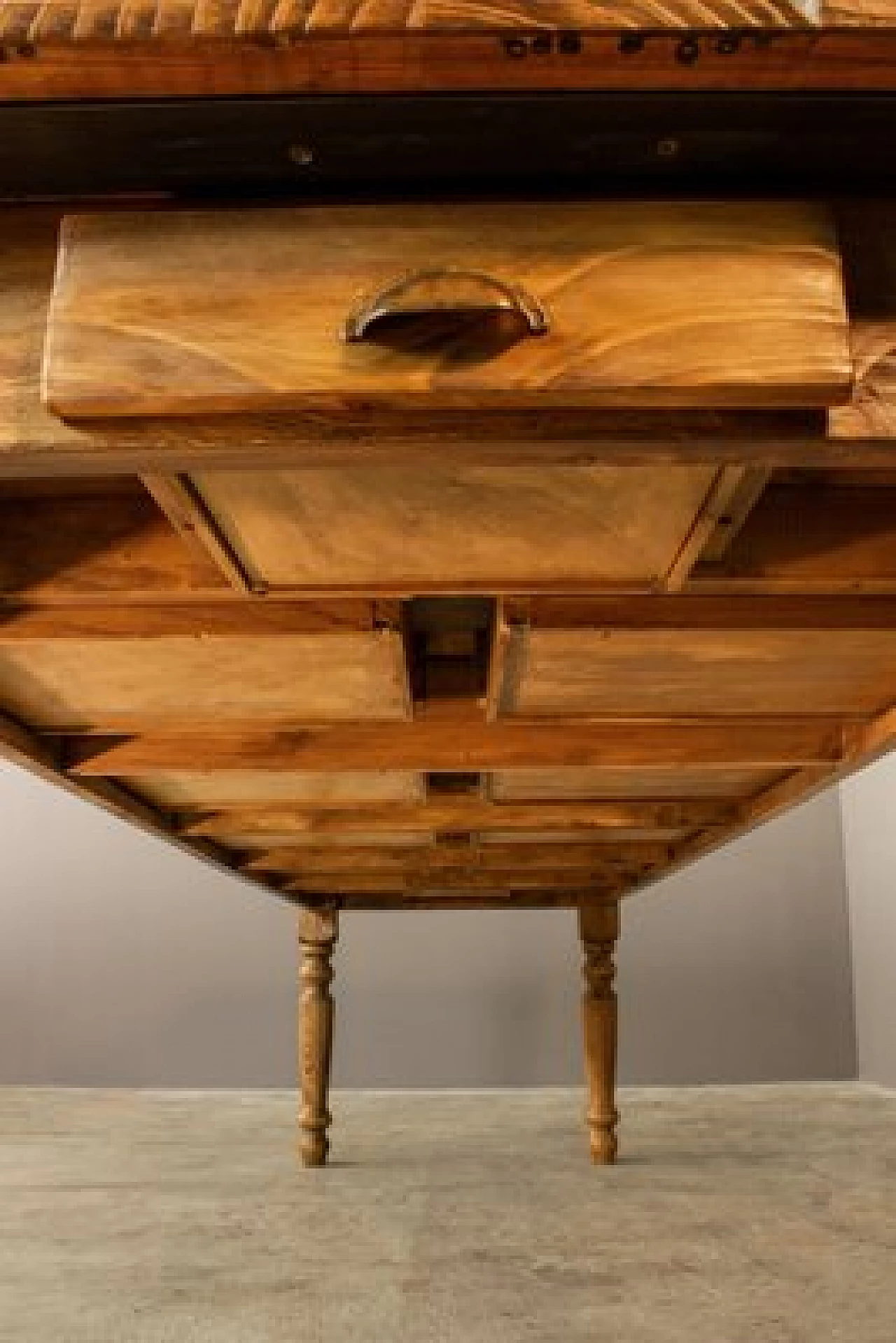 Handcrafted cedar table with 12 drawers, '2000 7