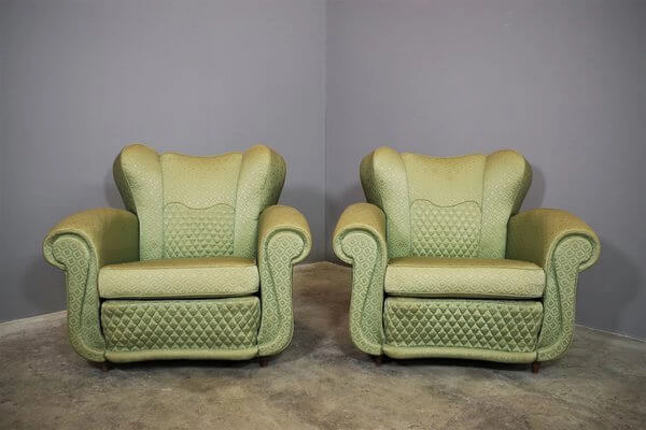 Pair of Polo Buffa style fan armchairs, 1950s 1460356