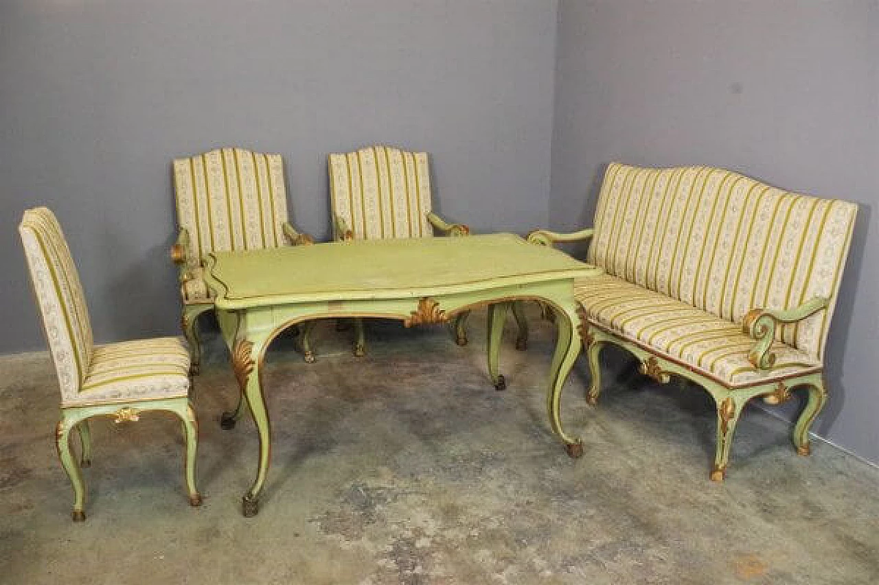 Baroque style table, sofa, chair and pair of armchairs, mid-19th century 1460358