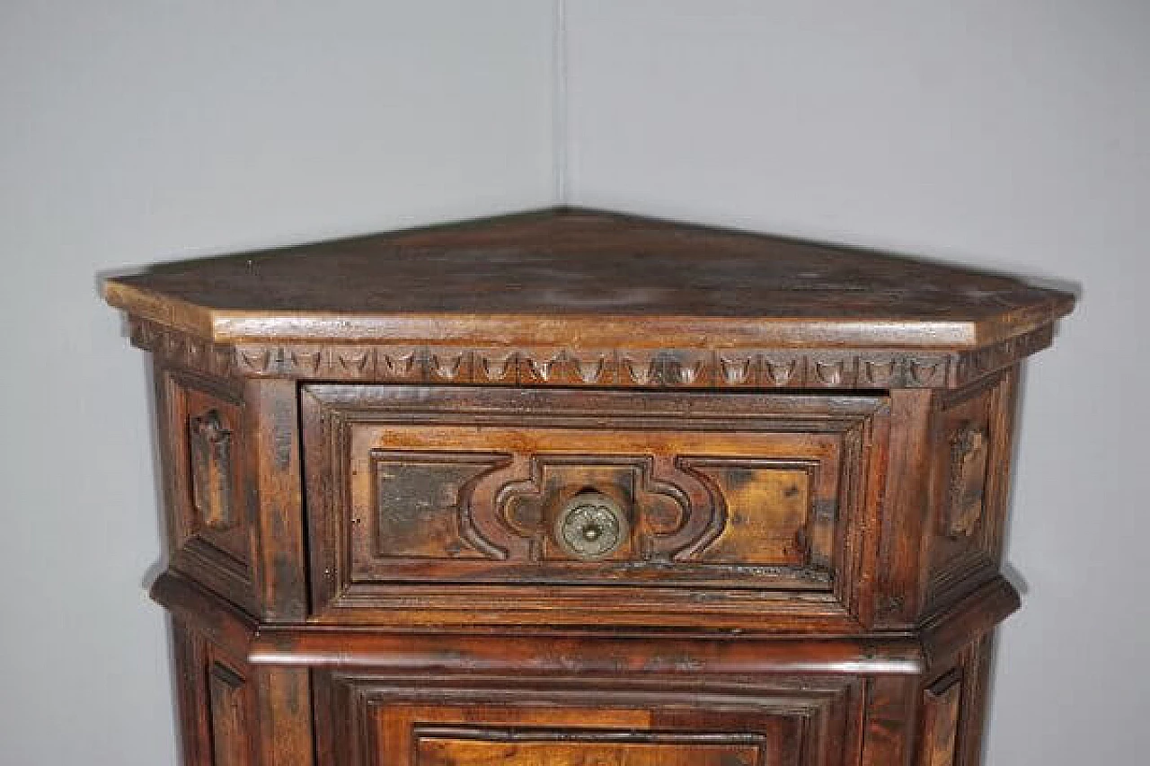Umbertino corner cabinet in walnut burl, 19th century 3