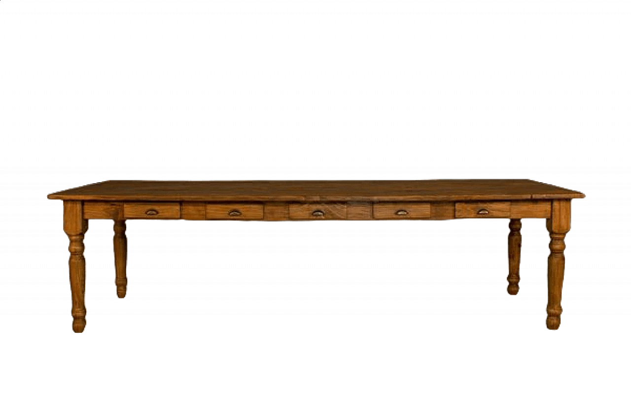 Handcrafted cedar table with 12 drawers, '2000 8