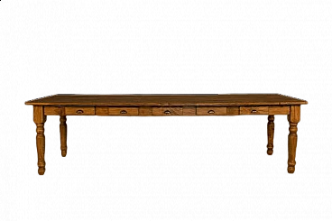 Handcrafted cedar table with 12 drawers, '2000