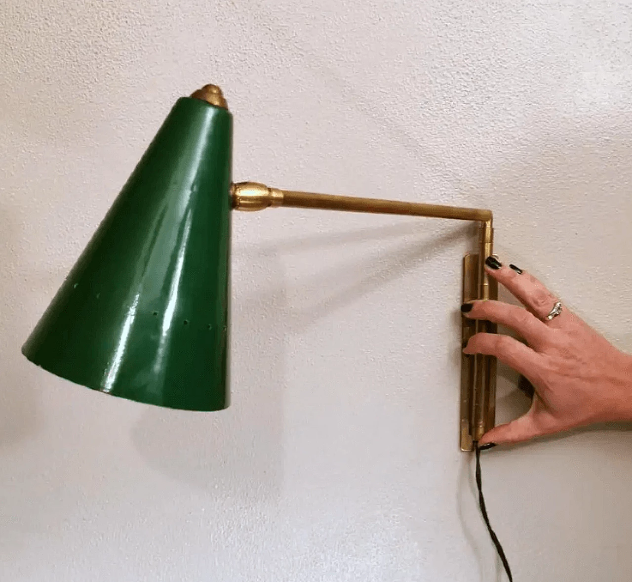 Brass and painted metal wall lamps by Stilnovo, 1950s 17