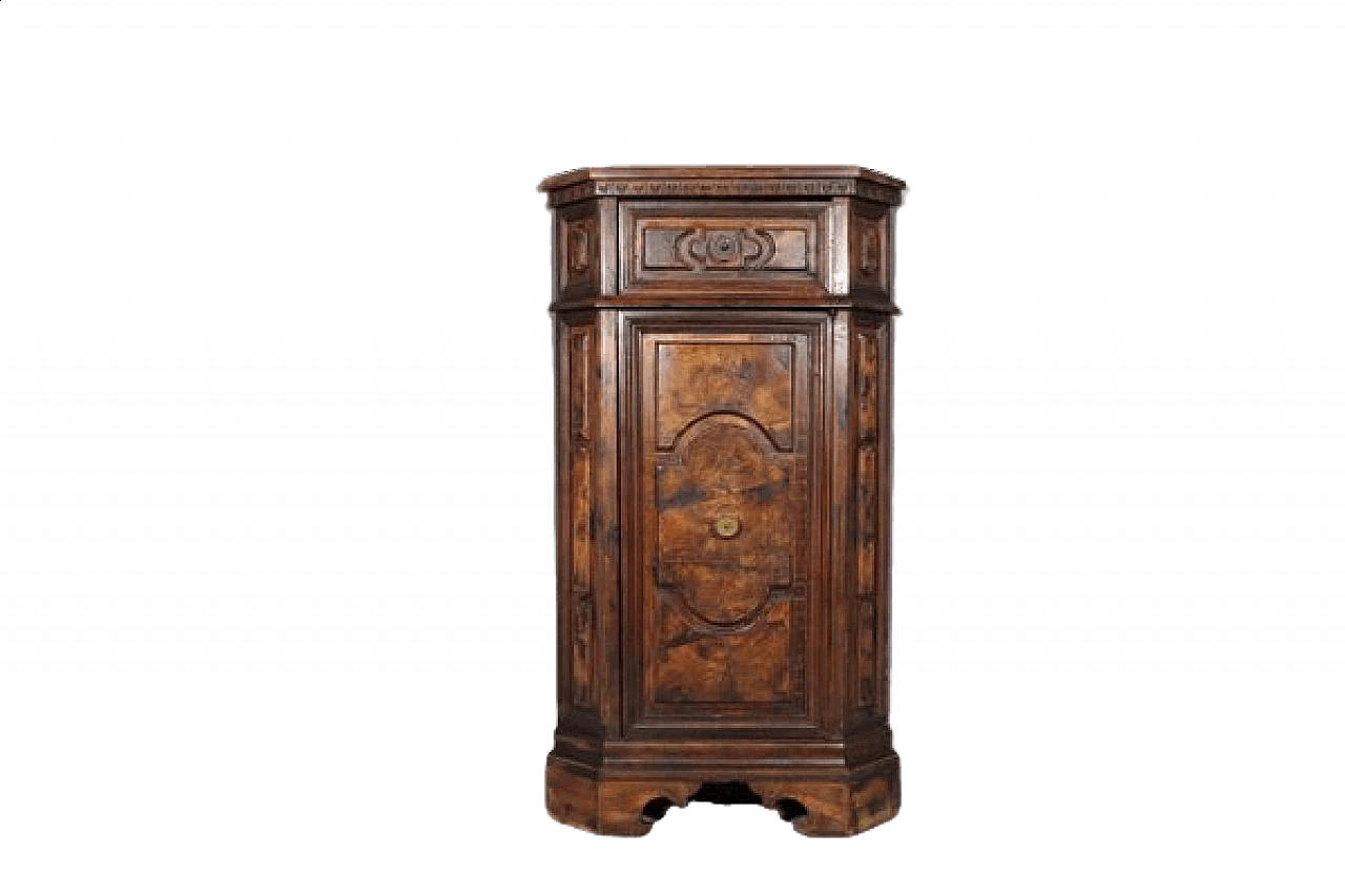 Umbertino corner cabinet in walnut burl, 19th century 11