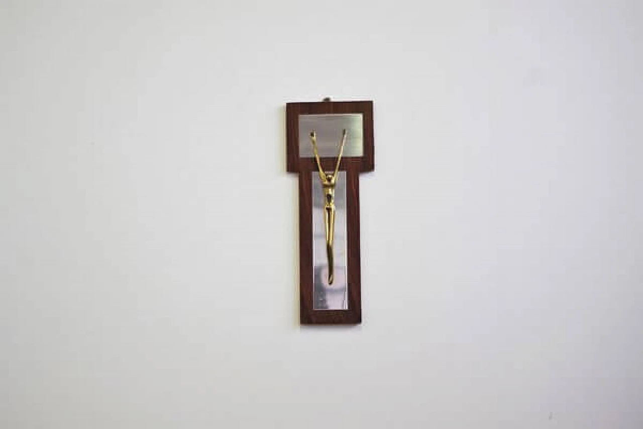 Crucifix by Studio EF in brass, glass and wood, 1975 6