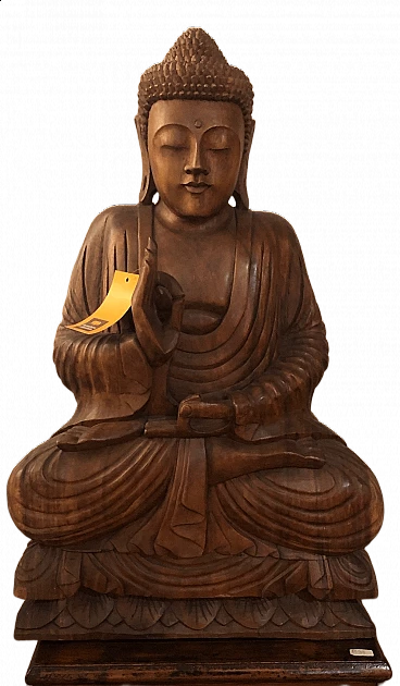 Seated Buddha, wooden statue by La Maison Coloniale, early 20th century