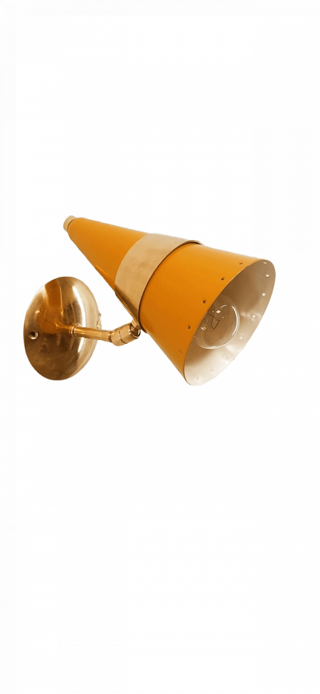 Cone wall light in yellow gold, 1970s 7