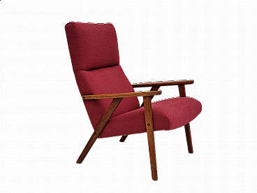 High-backed teak armchair, 1970s