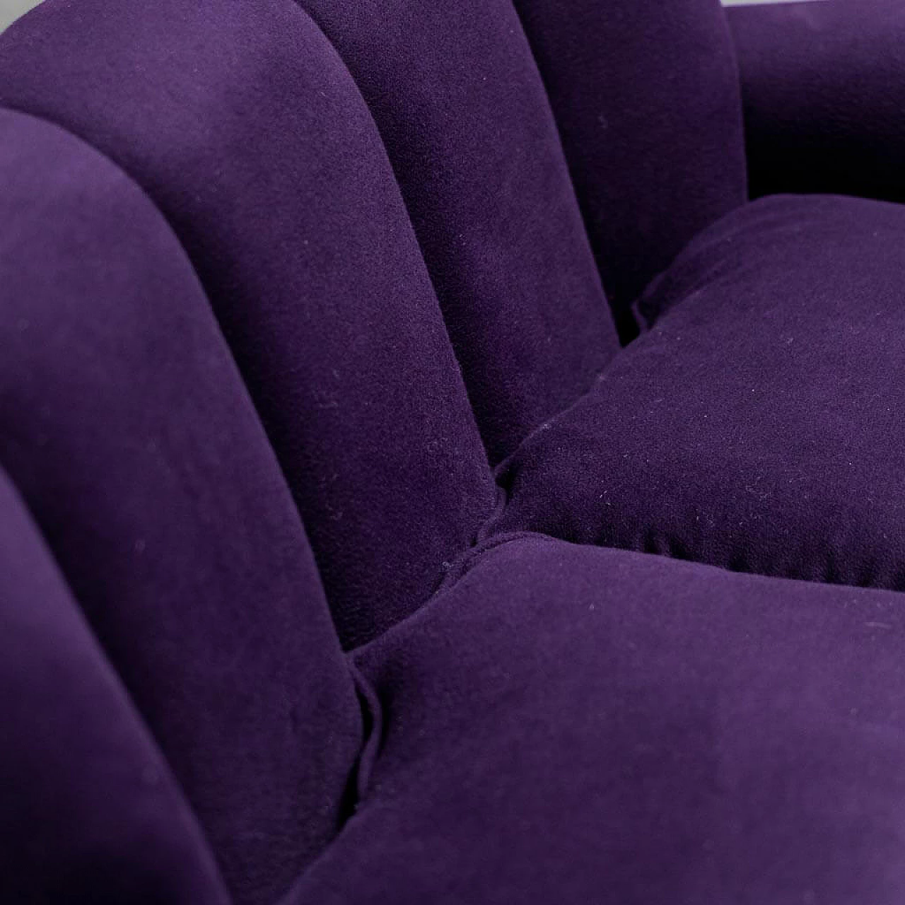 Purple velvet 2-seater sofa, 1950s 2
