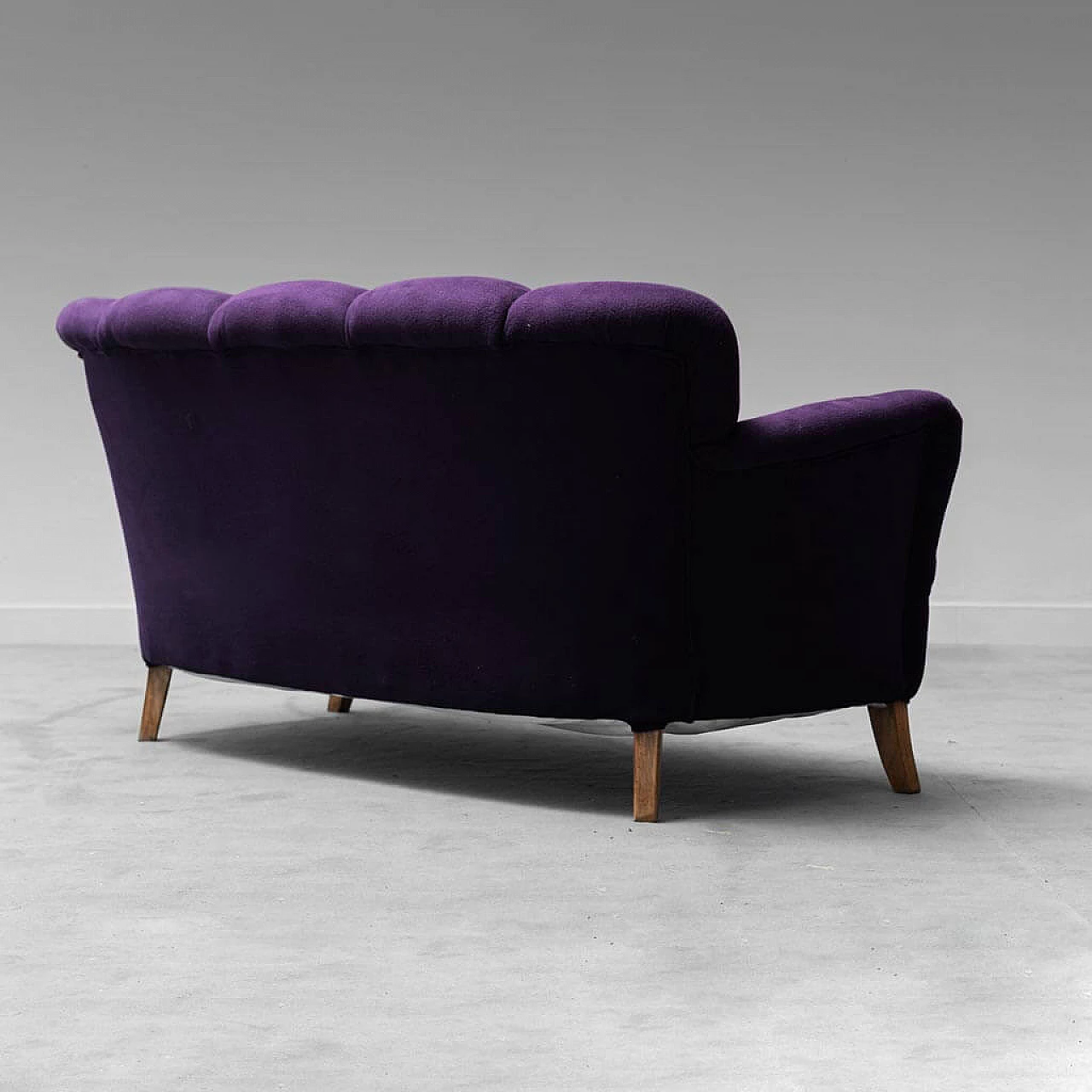 Purple velvet 2-seater sofa, 1950s 8