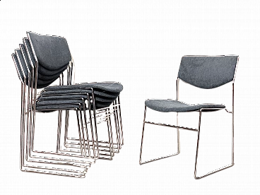 6 Bonomia grey stacking chairs, 1970s