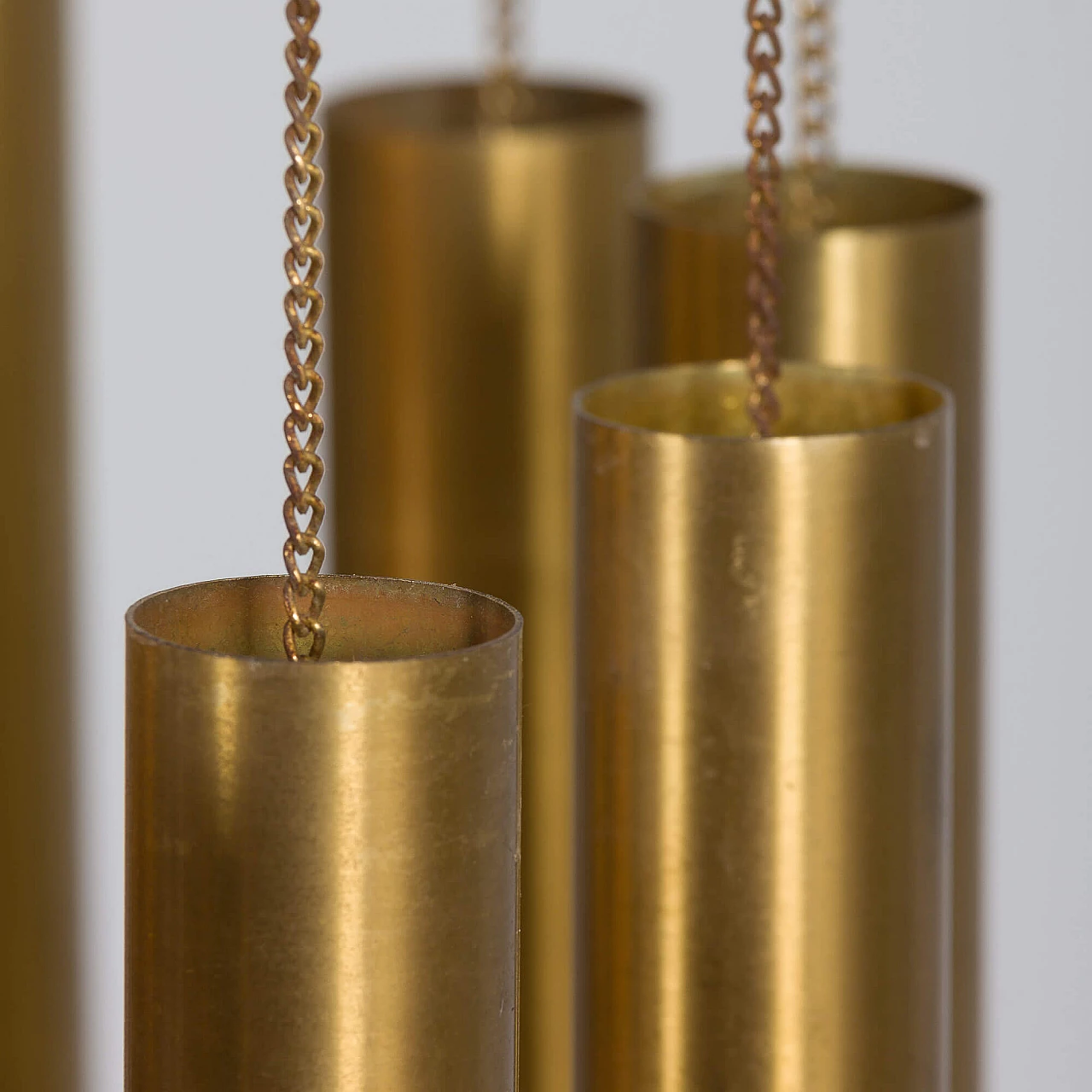 Brass chandelier with crystal globes, 1970s 15